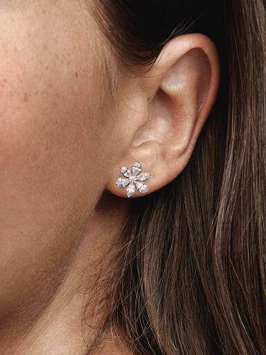 Aretes de botón Racimo Herbario Brillante