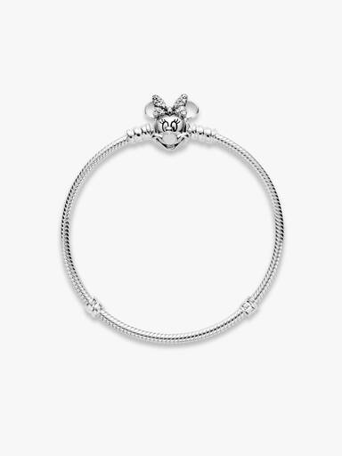 Brazalete de cadena de serpiente Pandora Moments con broche de Minnie Mouse en pavé