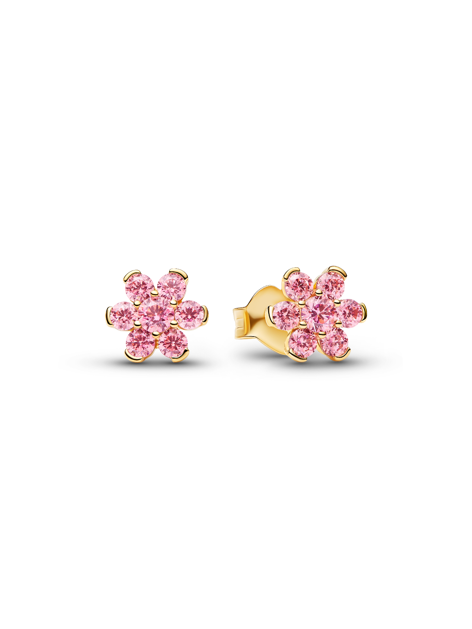 Aretes de botón Flor Rosa Reluciente