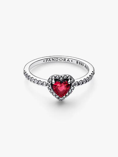 Anillo Corazón elevado rojo