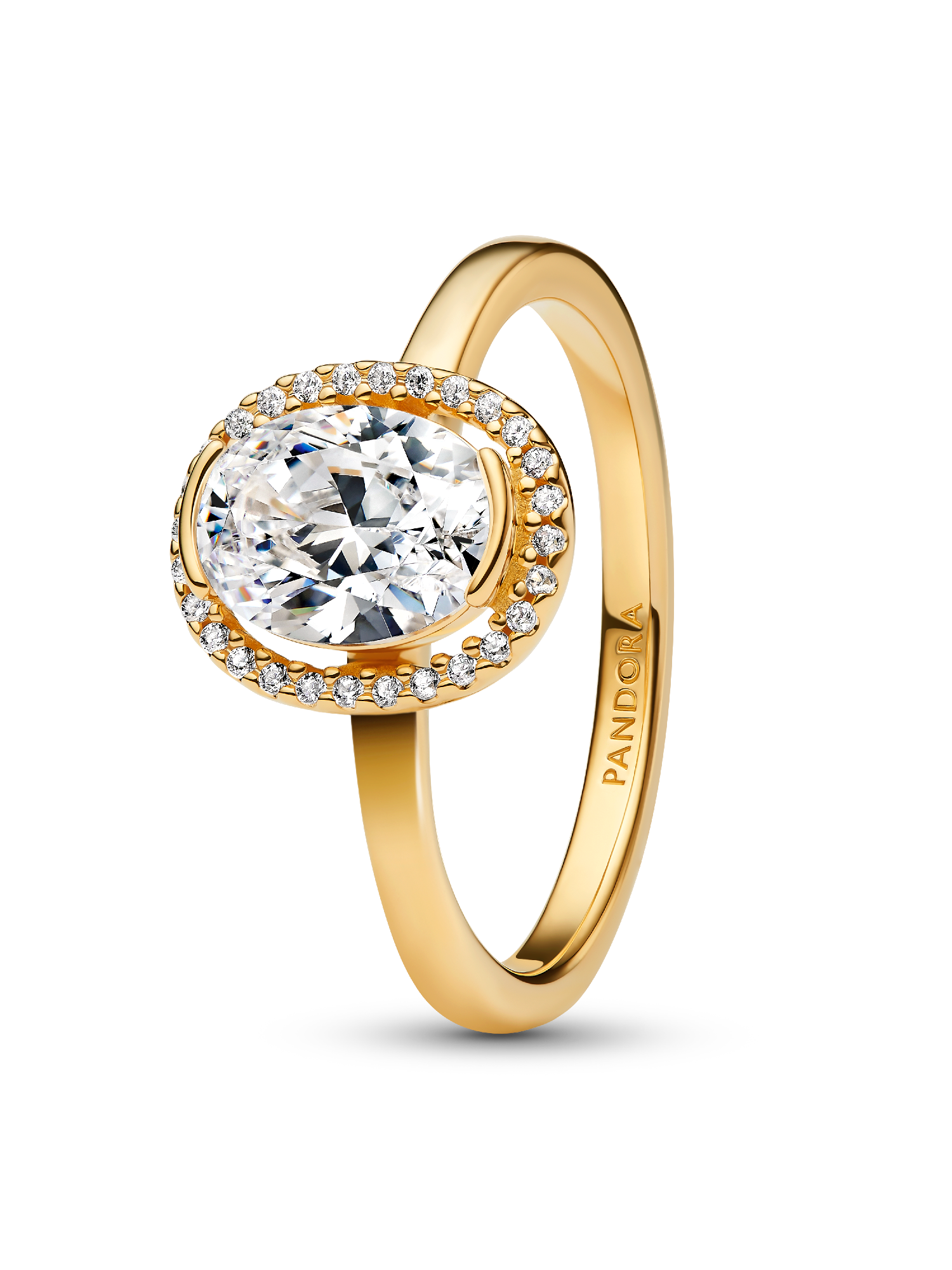 Anillo Halo Ovalado Brillante Dorado