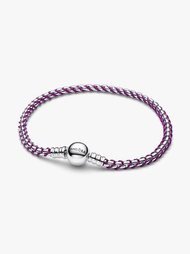 Brazalete de cadena tipo caja de cordón púrpura