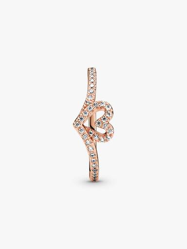Anillo Hueso de los deseos con corazón reluciente