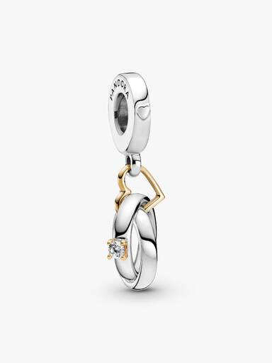Charm colgante de dos tonos Anillos de boda en oro de 14k