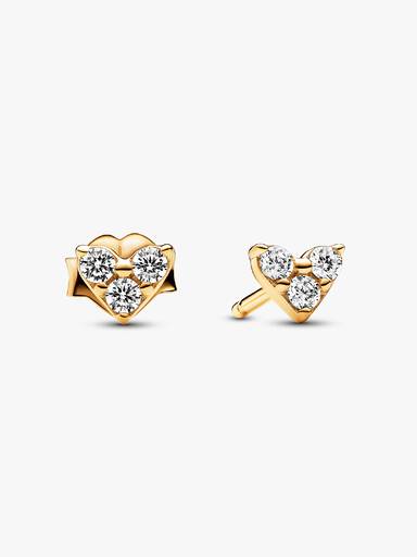 Aretes de botón Triple Corazón de Piedra