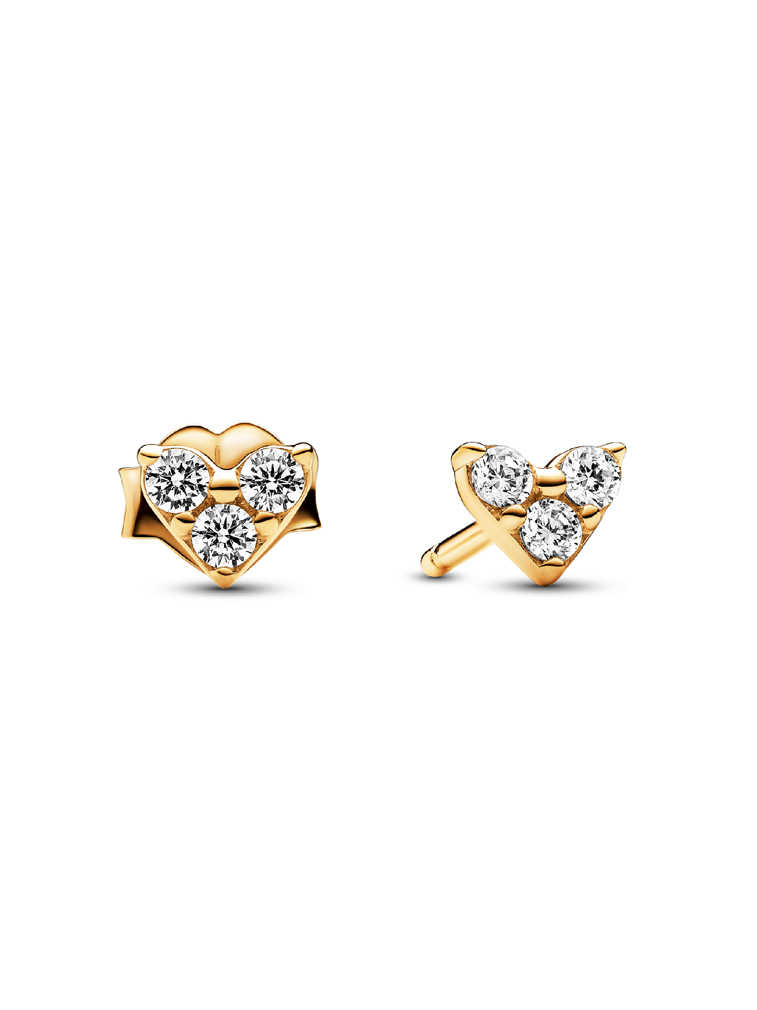 Aretes de botón Triple Corazón de Piedra
