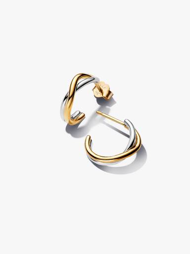 Aretes de aro abiertos de dos tonos con forma orgánica