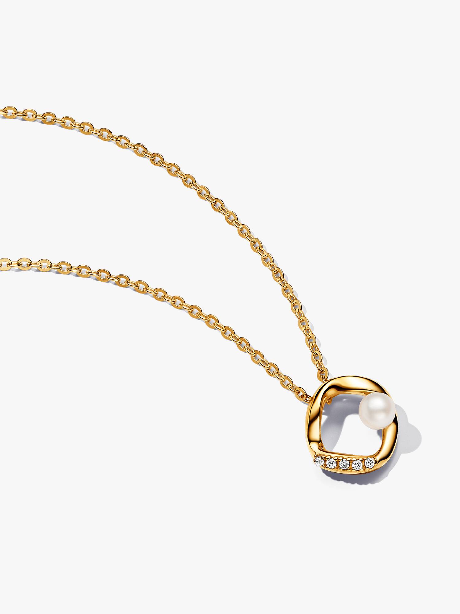 Collar Collier Círculo en pavé con forma orgánica y perlas cultivadas de agua dulce tratada