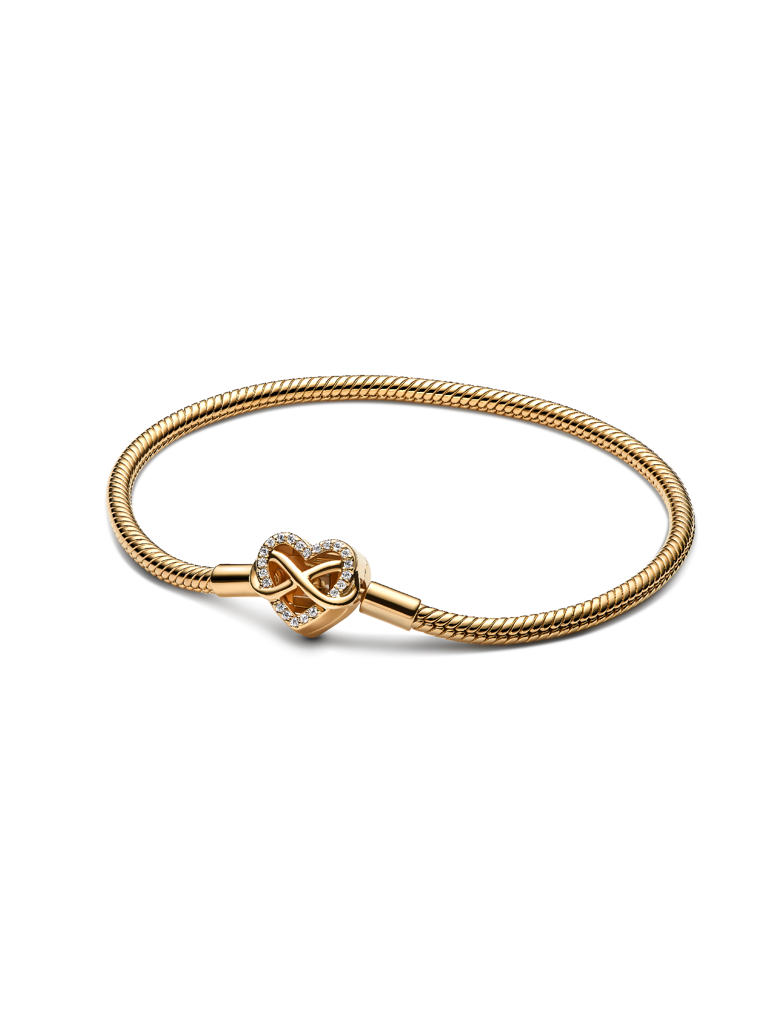 Brazalete de Cadena de Serpiente con Cierre de Corazón Infinito Brillante