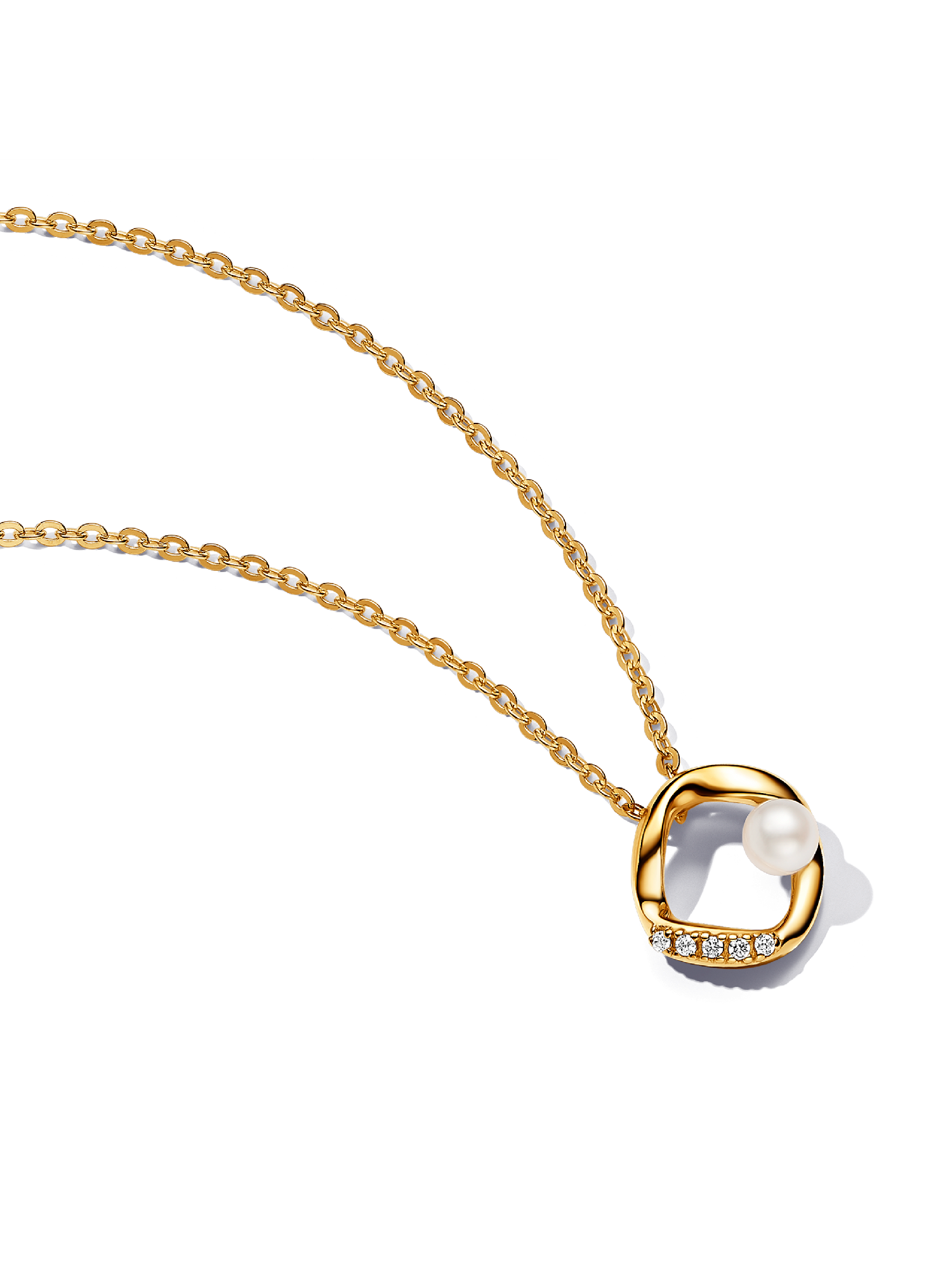 Collar Collier Círculo en pavé con forma orgánica y perlas cultivadas de agua dulce tratada