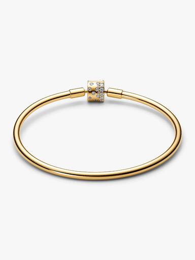 Brazalete dorado con cierre de barril brillante