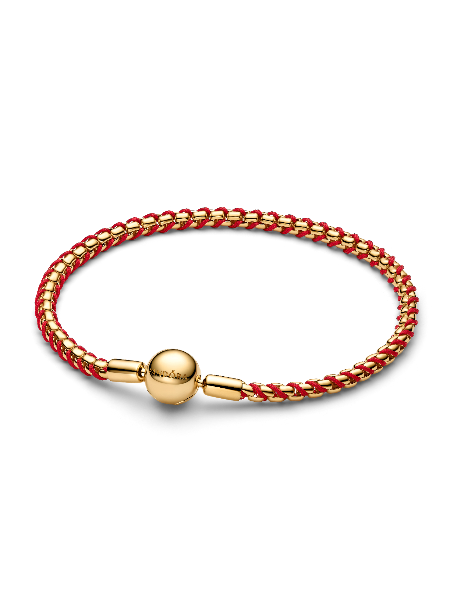Brazalete de cadena tipo caja con cordón rojo

