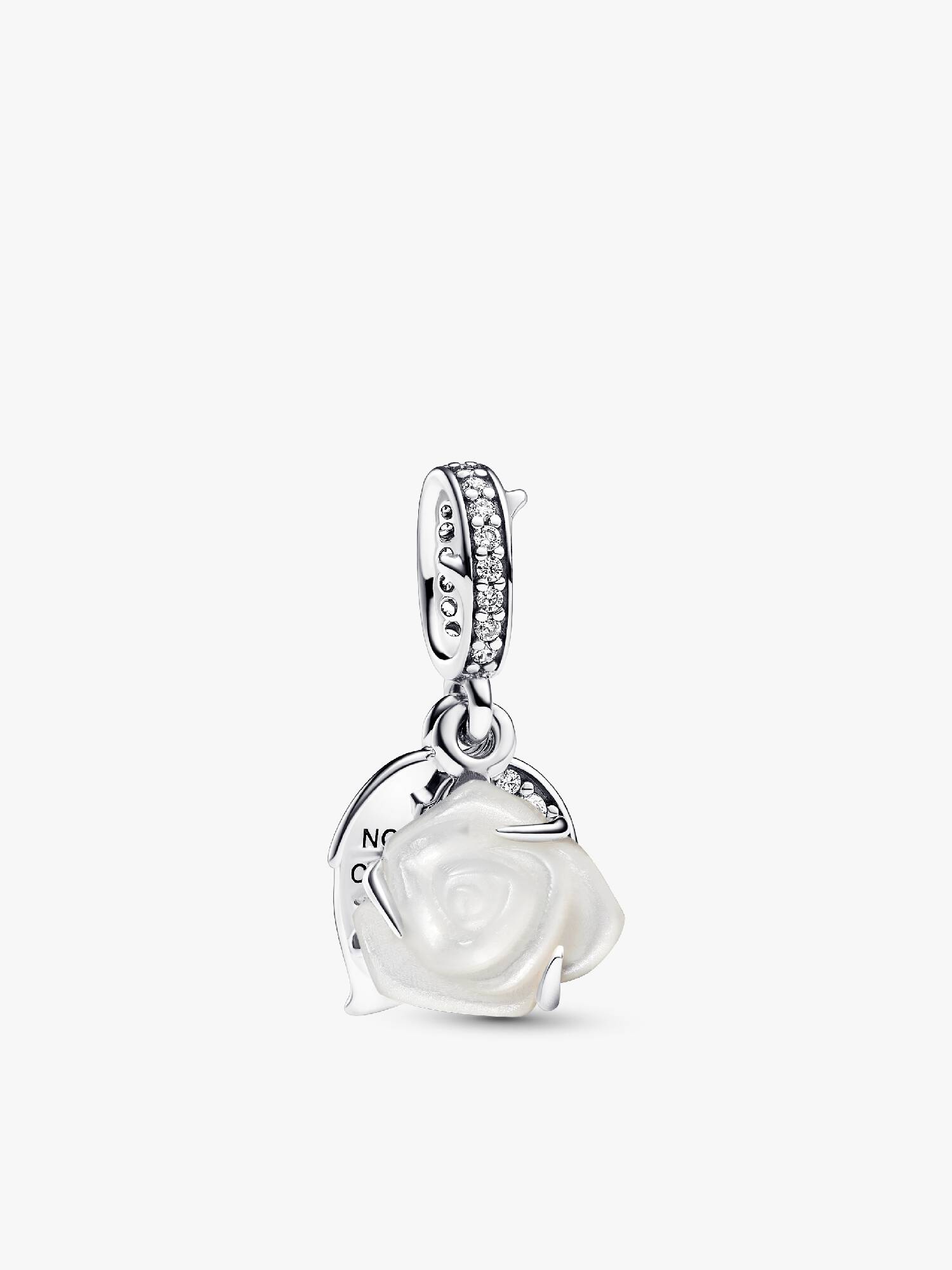Charm Colgante Doble Rosa Blanca en Flor