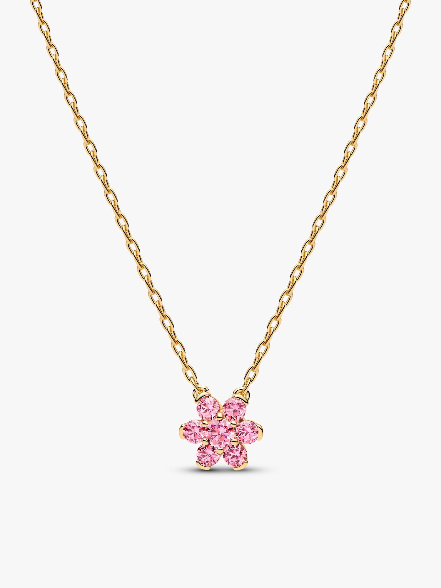 Collar con Colgante Flor Rosada resplandeciente