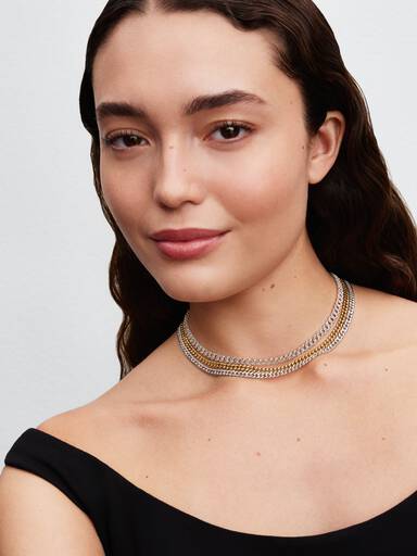 Collar Cadena Cubana en Pavé