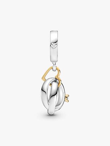 Charm colgante de dos tonos Anillos de boda en oro de 14k