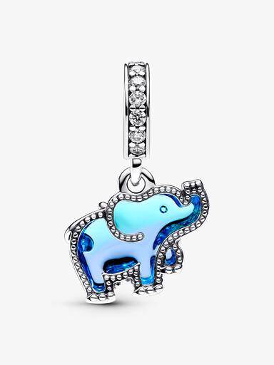 Charm colgante Elefante de cristal Murano azul