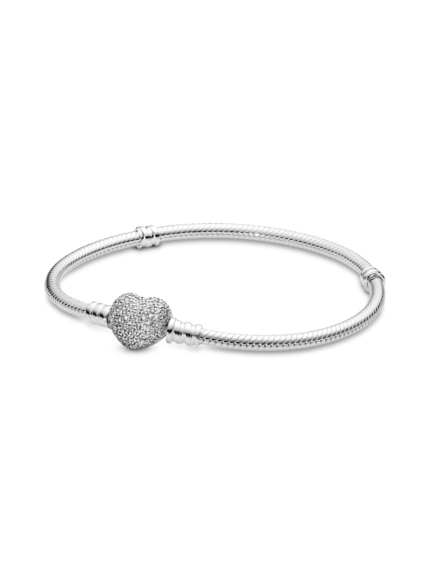 Brazalete de cadena de serpiente y corazón brillante