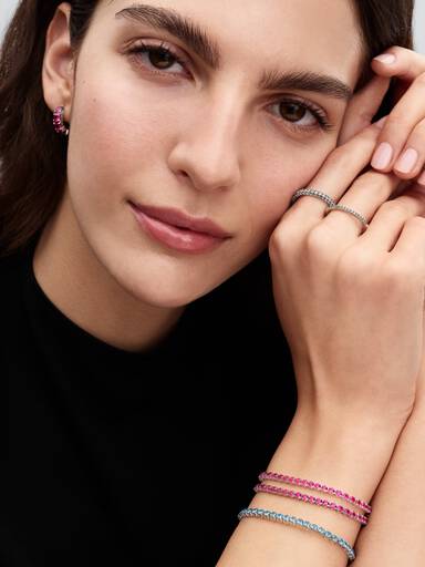 Brazalete de tenis rosa reluciente