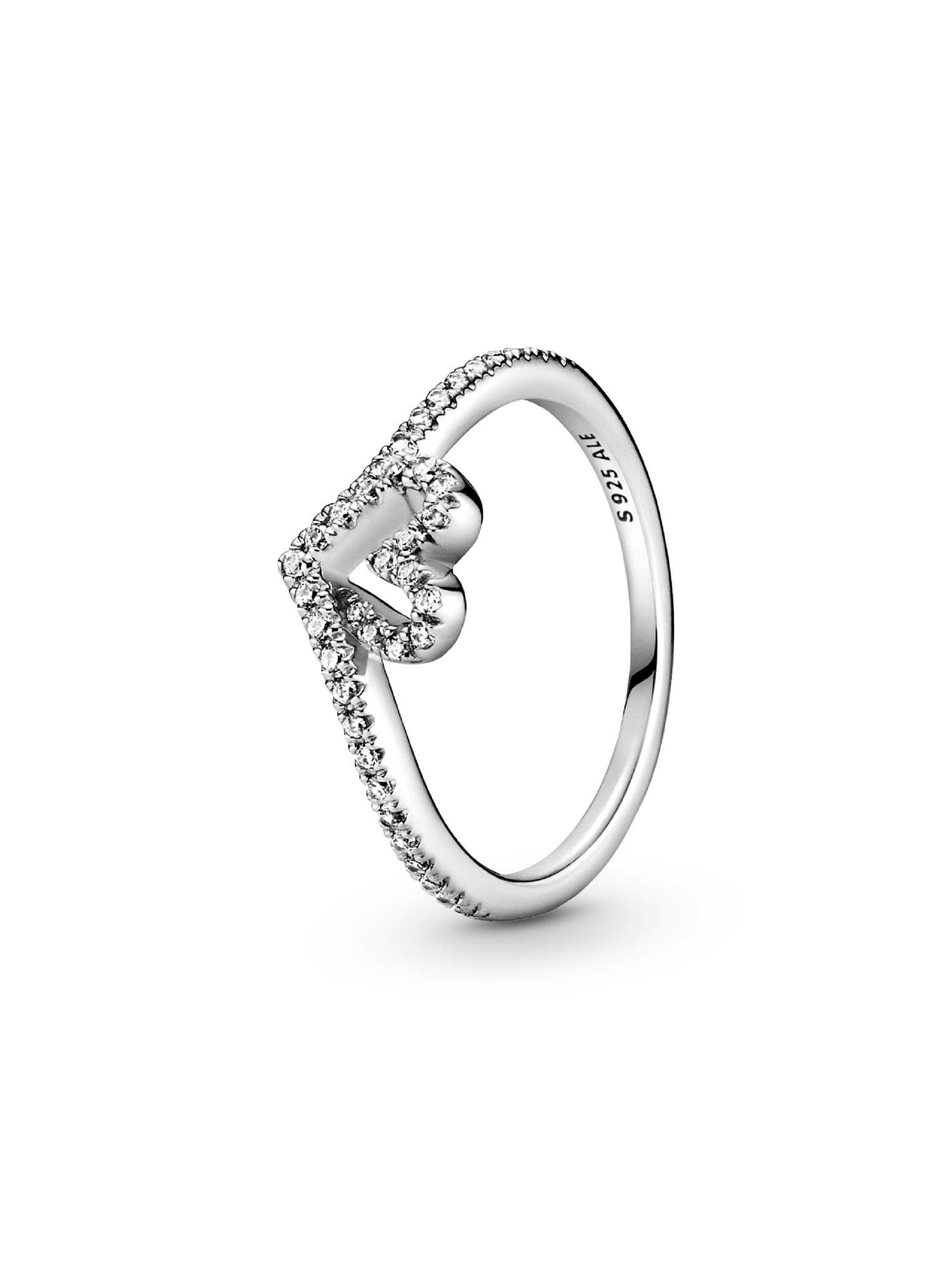 Anillo Hueso de los deseos con corazón reluciente