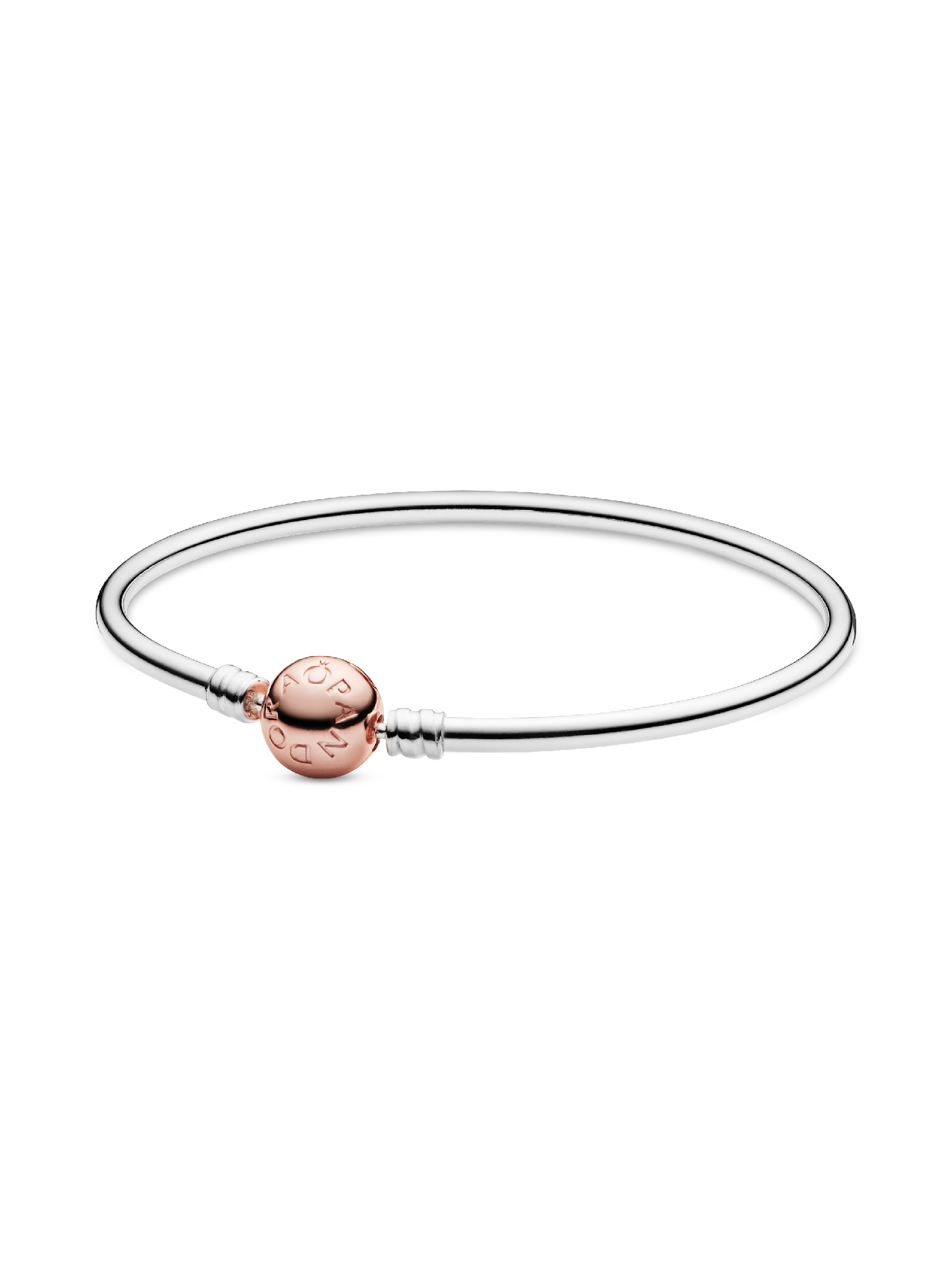 Silver bangle with 14k rose gold-plated clasp