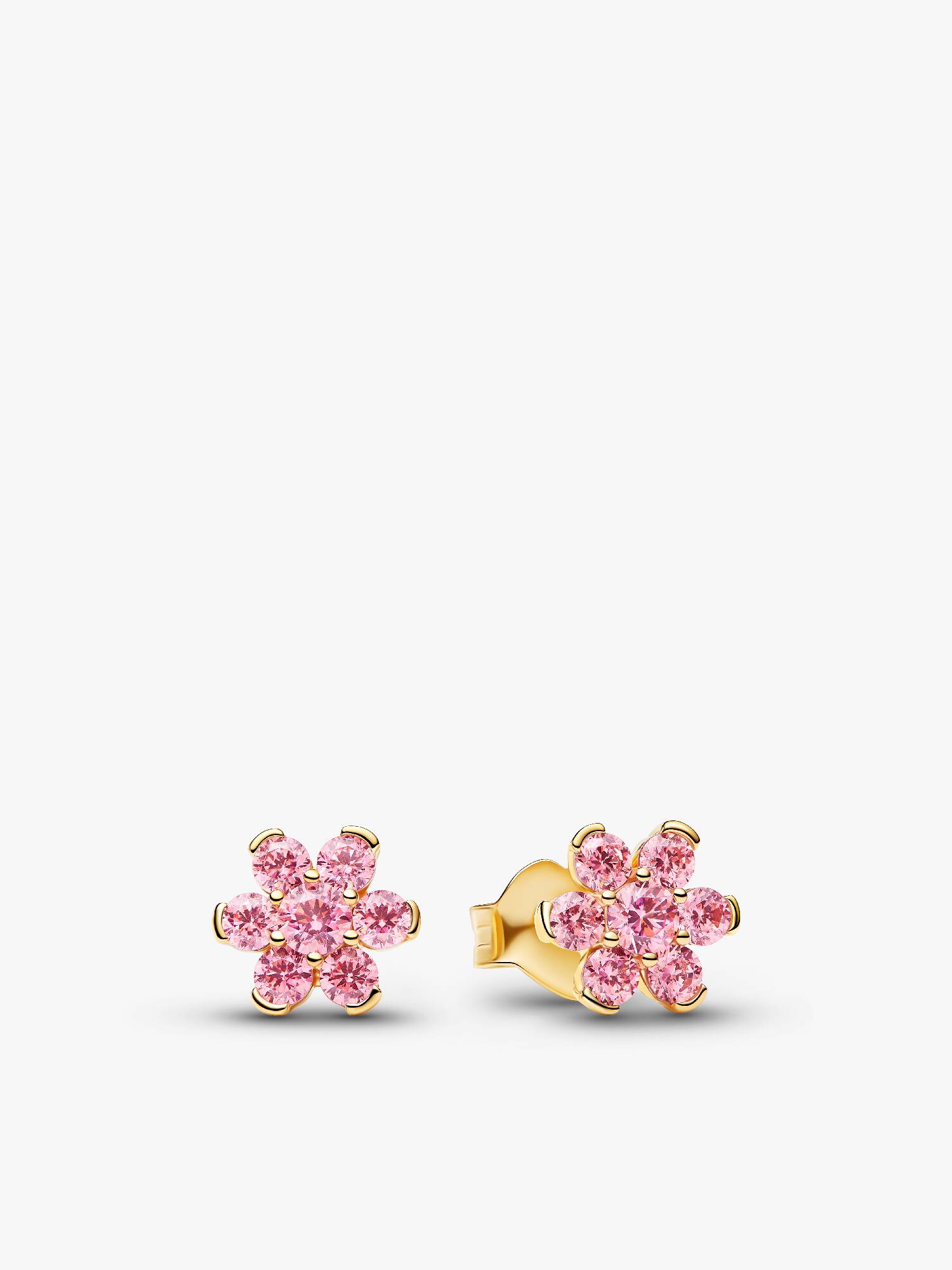 Aretes de botón Flor Rosa Reluciente