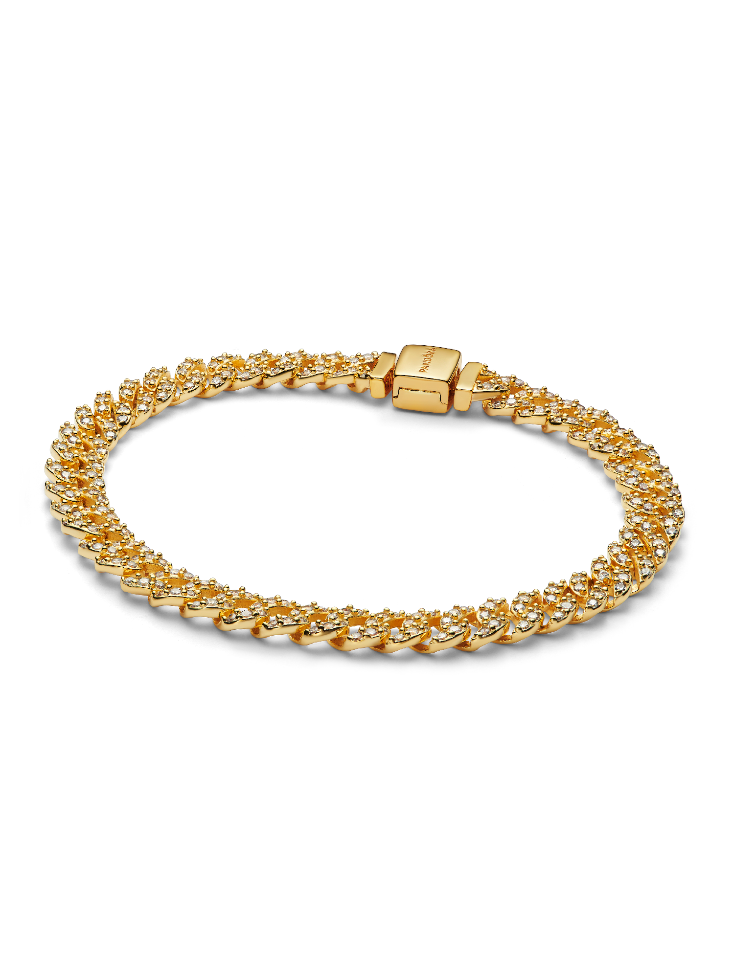 Brazalete de Cadena Cubana en Pavé