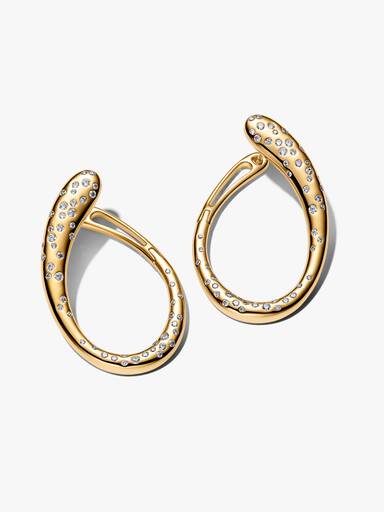 Aretes de aro abiertos de dos tonos con forma orgánica