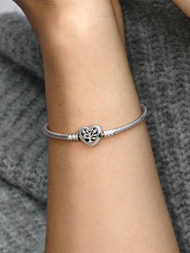 Brazalete cadena de serpiente con broche de corazón árbol de la familia