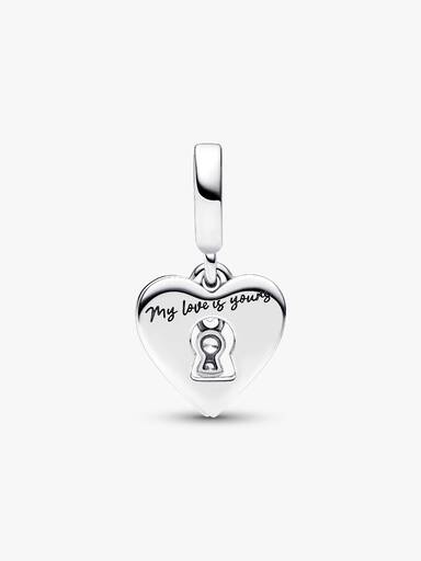 Charm Colgante Doble Corazón Rojo y Ojo de Cerradura
