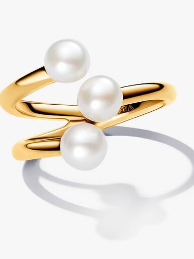 Anillo abierto de perla cultivada de agua dulce tratada