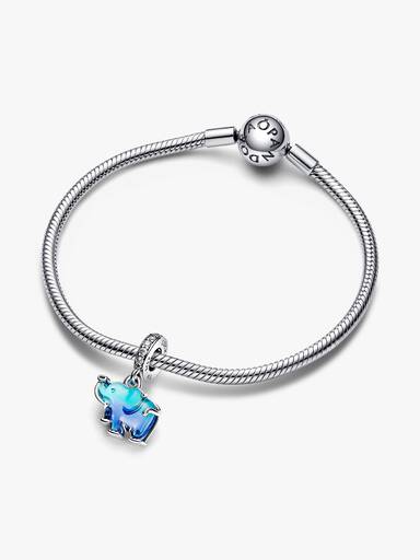Charm colgante Elefante de cristal Murano azul