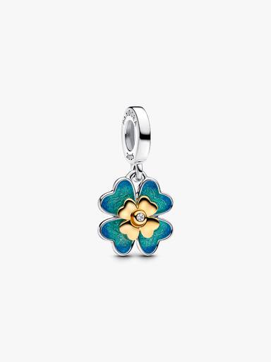 Charm Colgante Giratorio Trébol de Cuatro Hojas con Diamante Cultivado en Laboratorio