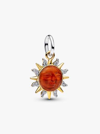 Charm Colgante Sol en Espiral de Dos Tonos