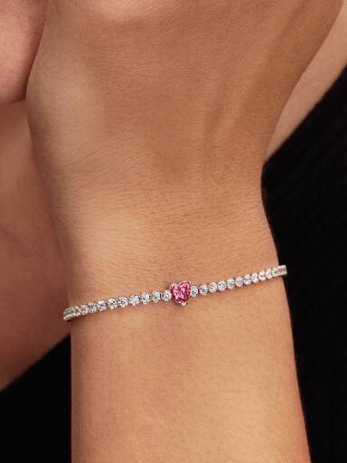 Brazalete de tenis Corazón Brillante rosa