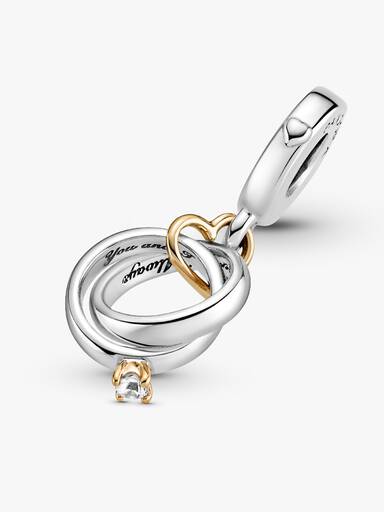 Charm colgante de dos tonos Anillos de boda en oro de 14k
