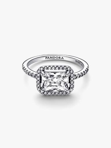 Anillo Halo rectangular reluciente