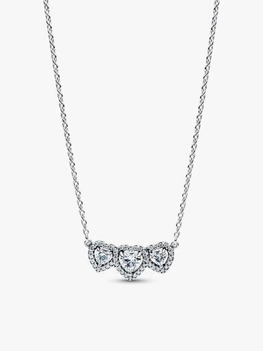 Set de joyas trilogía de corazones con halo