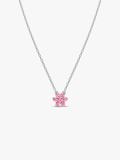 Collar con Colgante Flor Rosada resplandeciente