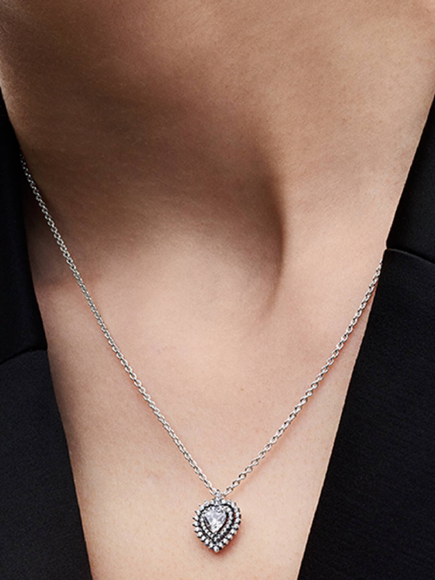 Collar con Colgante Corazón Halo Brillante