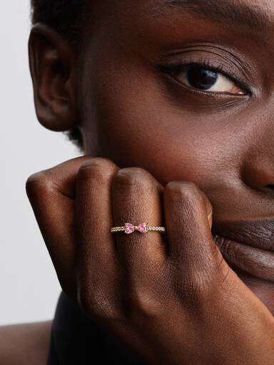 Anillo Moño Rosa Brillante