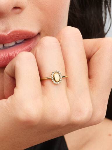 Anillo Halo Ovalado Grabable