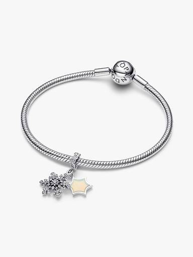 Charm colgante doble Copo de nieve opalescente