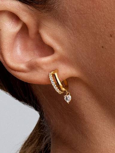 Aretes de aro Corazón Colgante