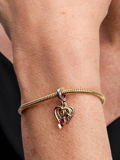 Charm colgante doble Flecha y Corazón grabable