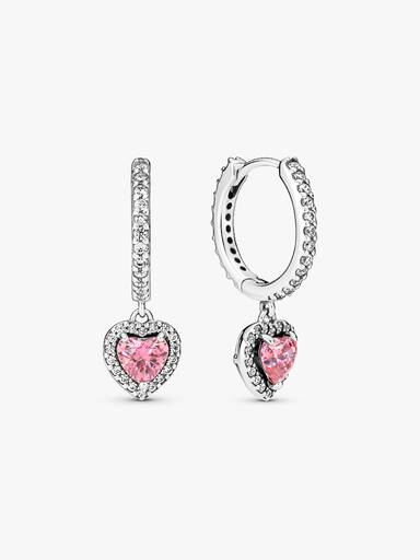 Aretes de aro Corazón con halo resplandeciente