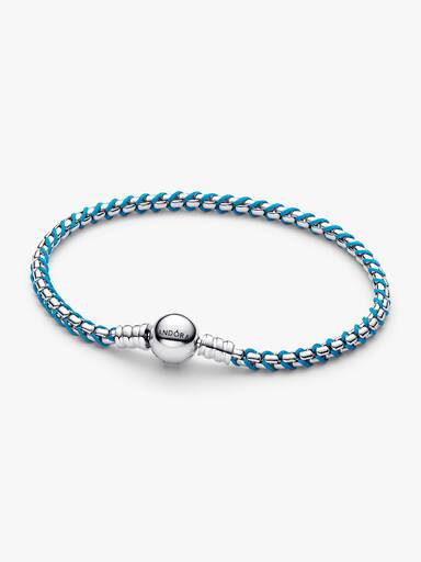 Brazalete de cadena tipo caja con cordón azul