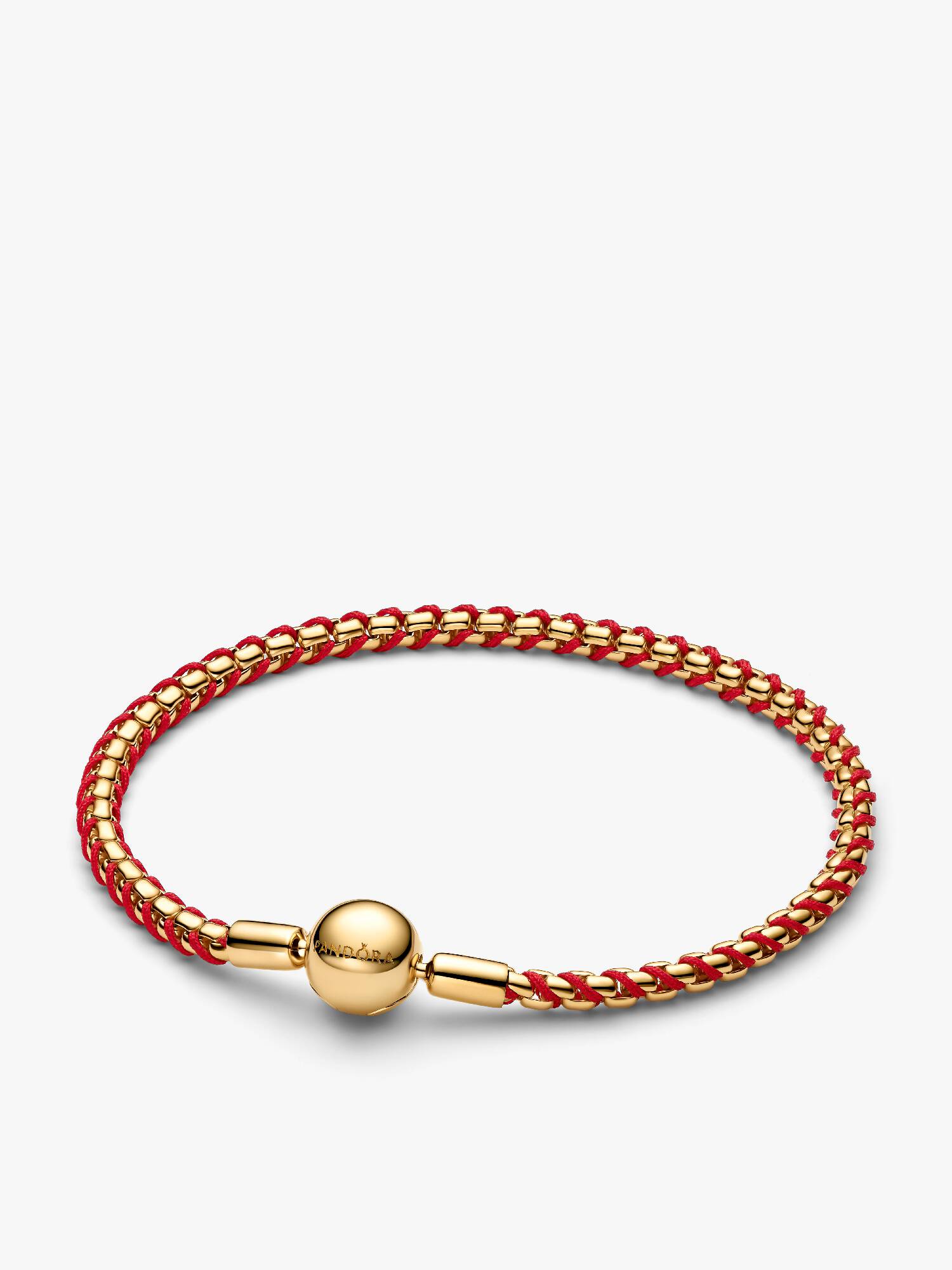 Brazalete de cadena tipo caja con cordón rojo