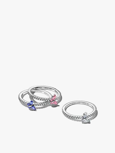 Set de Anillos de Amistad Mariposa Brillante