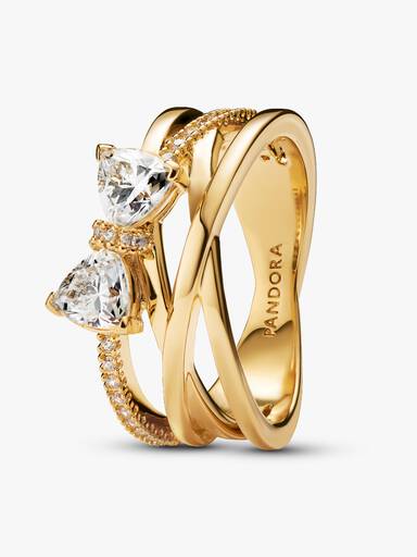 Anillo Banda Cruzada y Moño Brillante